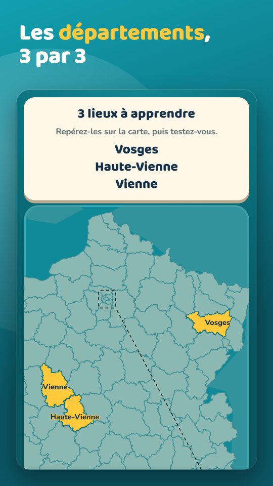 Une leçon de trois lieux sur la carte